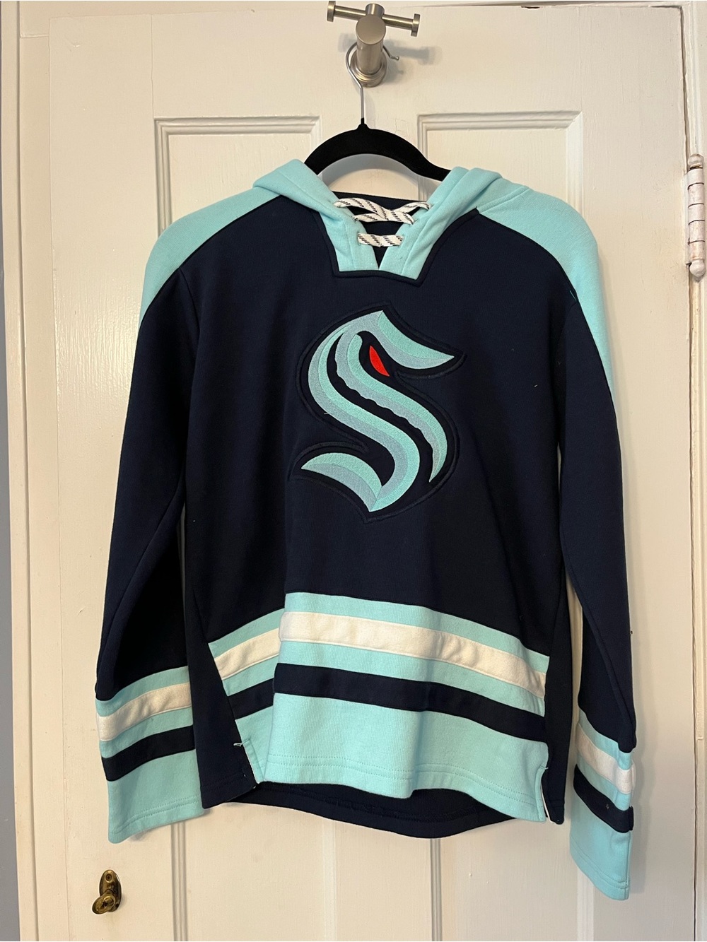 NHL Youth Seattle Kraken Navy Must-Have Ageless Home Pullover Hoodie L Hockey